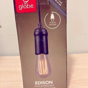 Single globe pendent light bulb.